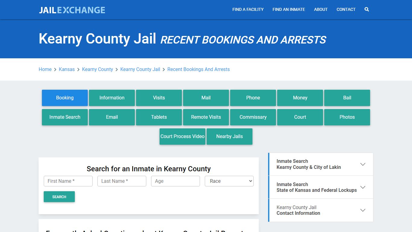 Kearny County Jail Recent Bookings And Arrests - Jail Exchange