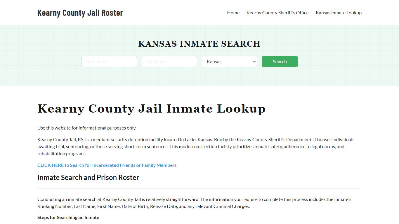 Kearny County Jail Roster Lookup, KS, Inmate Search